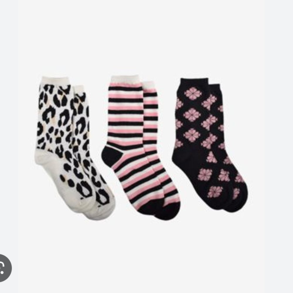 kate spade Leopard Print Crew Socks pack of 3 nwt - Picture 2 of 6